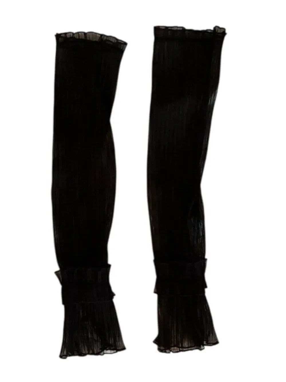 Black Long Mesh Ruffle Arm Covers Sleeves OSFM - NWT